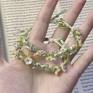 Shuai_手工坊 橄欖石花藤材料包清新手工編織diy手鍊 橄欖石手串繩 女生禮物情侶 森林系手工編織原石 成品聯絡客服