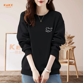 【現貨】韓版S-4XL圓領大學t400克重磅小狗印花寬鬆125kg上衣顯瘦刷毛oversize韓系衛衣大學T