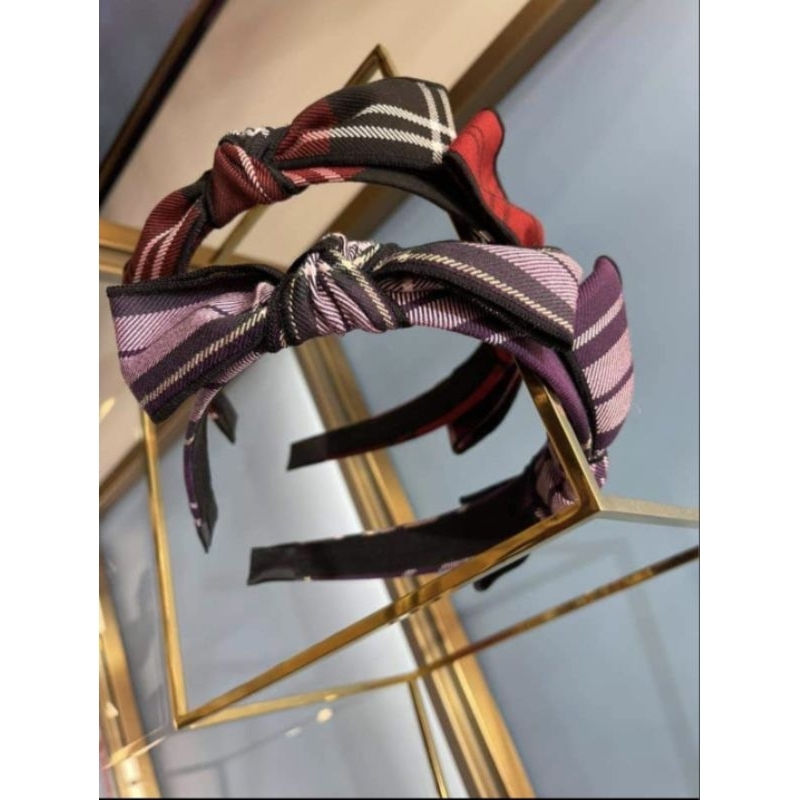 scottish house 全新格紋蝴蝶結髮箍 髮圈 紫格