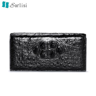 【臺灣現貨】【Sarlisi 】鱷魚皮西裝夾泰國鱷魚皮二折長夾真皮皮夾商務休閒錢包時尚潮流錢夾
