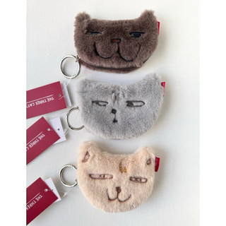 ♡布の雜貨♡ 日本 THE THREE CATS 貓咪絨毛拉鍊袋 收納包 零錢包 現貨