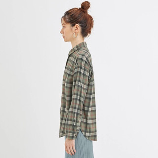 女裝 giordano 格紋襯衫 長袖 上衣 格紋上衣 襯衫 黑白格紋 寬鬆 百搭 格子 格紋 長袖 襯衫 七分袖