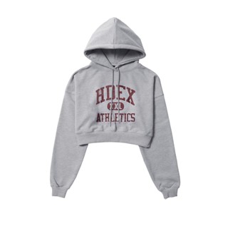 【HDEX】Varsity 美式校園風短版長袖連帽上衣 灰色