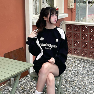 【Shopdcc】 美式 Madegpsr 撞色 賽車風 刷毛 厚磅 大學T 保暖 冬天 情侶 穿搭 衛衣 大學踢