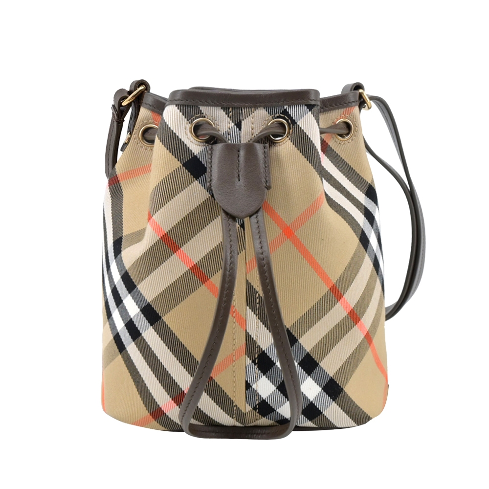 BURBERRY 新款格紋迷你水桶包(沙色)｜100%原廠真品｜JS Maxx官方旗艦館