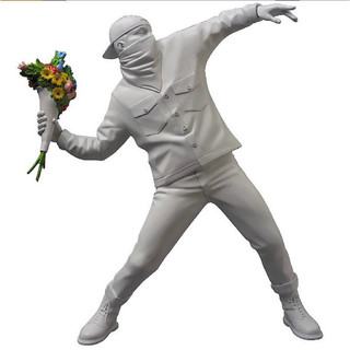 【雕塑】Banksy Flower Bomber擲花者 班克斯 白色 亮面 Banksy x Medicom Toy