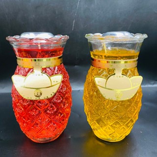 【樂興佛具】一號鳳梨果凍蠟燭 / 整箱6對入 / 免運費 / 鳳梨蠟燭 / 果凍蠟燭 / 點光明 / 光明燈