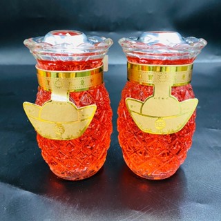 【樂興佛具】三號鳳梨果凍蠟燭 / 整箱24對入 / 免運費 / 鳳梨蠟燭 / 果凍蠟燭 / 點光明 / 光明燈