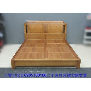新竹二手傢俱◎百豐悅2手傢俱-二手床架 柚木色191公分實木床架 6*6雙人加大床組 寢具 臺中2手傢俱 後龍二手傢俱