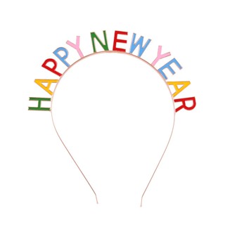 派對城 現貨【髮箍1入-彩色HAPPY NEW YEAR】 歐美派對 派對裝飾 髮箍 穿戴 新年跨年 尾牙春酒 拍照道具