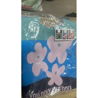 針織手提袋$60屈臣氏手提袋粉花綠花