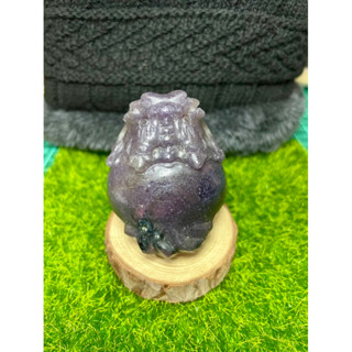 龍龜 招財 納福 獨角獸石 梅花碧璽 紫雲母 5.5x4.6x3.7 cm