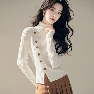 愛依依 羊絨衫 針織衫 高領毛衣 打底衫 秋冬上衣 冬季高階感氣質針織打底上衣TBF19-2840.