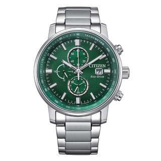 CITIZEN 星辰(CA0840-87X) Chronograph 亞洲限定 光動能 碼錶計時不鏽鋼腕錶-綠