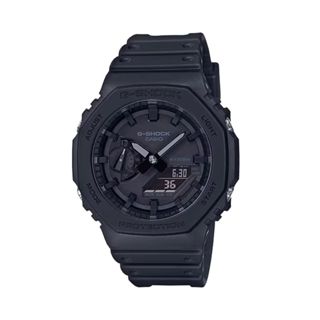 【CASIO 卡西歐】G-SHOCK 街頭時尚 簡約黑 八角雙顯手錶 GA-2100-1A1 45.4mm