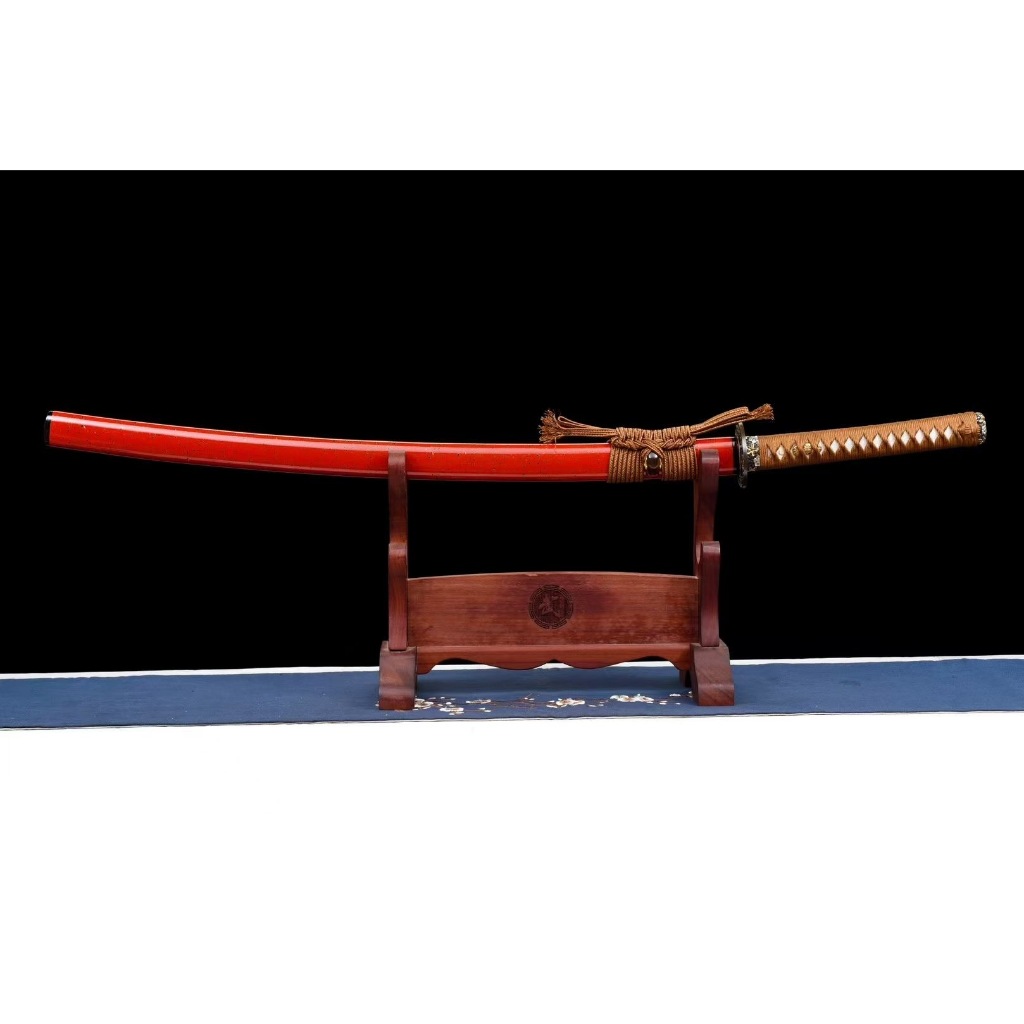 日本武士刀 東陽武士刀 居合刀 高端精品羽毛紋燒刃武士刀《櫻花侍刀》 高檔武士刀 鎮宅擺件 未開刃