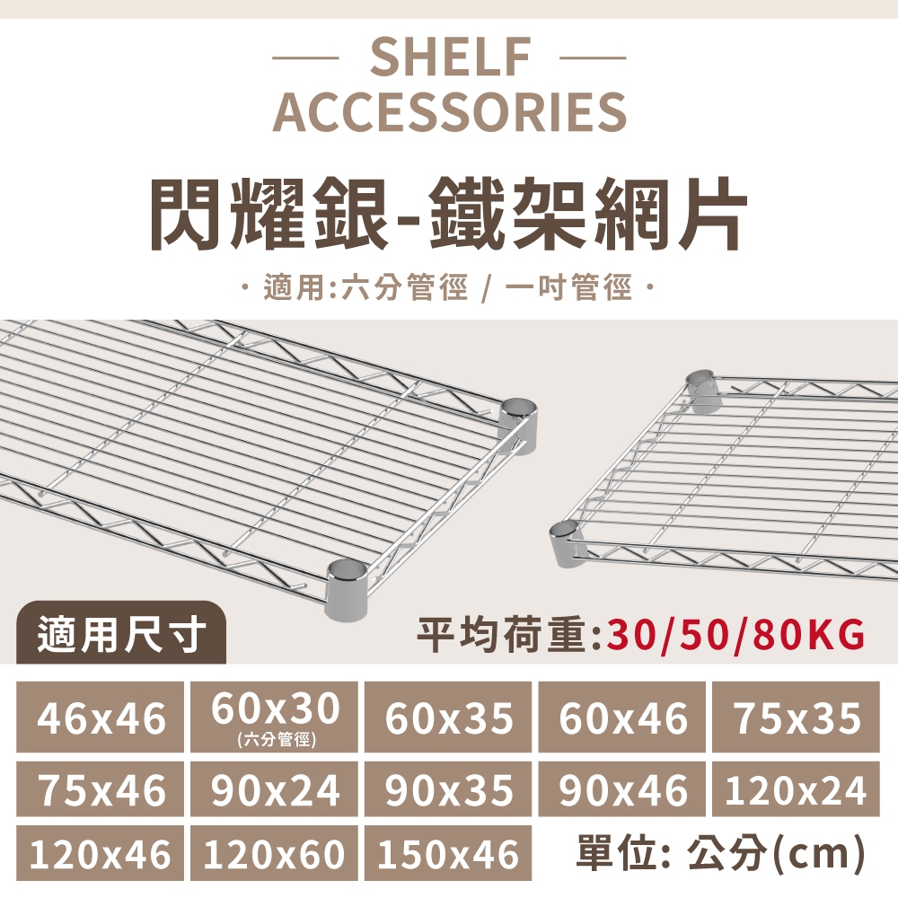 鐵架配件｜電鍍色多尺寸層架專用網片(輕型/重型)-1片/承板/鐵網/鐵片/鐵架/波浪架/收納架/置物架/鍍鉻架（附夾片）