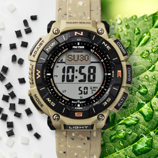 【CASIO 卡西歐】PRO TREK 戶外運動首選 卡其棕 太陽能電力 環保材質設計 PRG-340SC-5 51.7