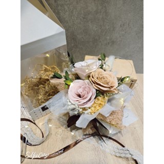 香皂花／永生花／乾燥花，高檔布料花束，禮盒包裝