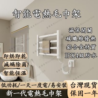 可超商-附發票 110v電熱毛巾架 毛巾架 衛生間置物架 智慧毛巾架 浴室洗手間免打孔安裝置物架 浴室毛巾烘幹架
