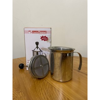 CafeDeTiamo 雙層濾網不鏽鋼奶泡器 400cc