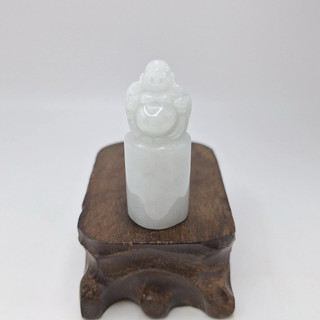 天然翡翠 緬奶白布袋彌勒佛公/佛公印章/優惠價2280特惠1880/鵝鵝天然翡翠/A4073107B2