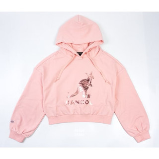 KANGOL 短版 長袖 連帽 帽T 粉L
