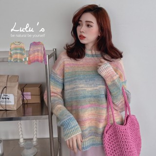 LULUS/現貨/可愛暈染軟軟針織上衣２色【A01240825】針織衫 彩虹 糖果 配色 241226