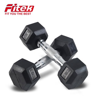 【Fitek】 2.5公斤六角啞鈴一對／2.5KG啞鈴兩支 六角包膠啞鈴 橡膠啞鈴 健身房健身 重訓 舉重 ［宅配免運］