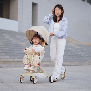 Babyplay 寶寶手推車 兒童輕便推車 輕便折疊推車 溜娃神器寶寶四輪推車兒童手推車小孩輕便可坐可折疊嬰兒遛娃神器
