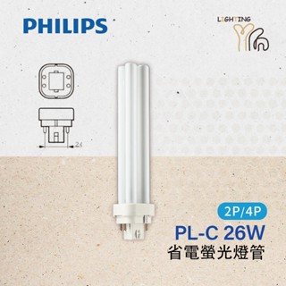 【劃得來燈飾】10入 PHILIPS PLC 26W 2P 4P燈管 830 840 865 PL-C 省電螢光燈管