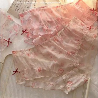三條裝網紗內褲 印花蕾絲內褲 大尺碼內褲 透視 無痕 夏季 超薄內褲 女士三角褲 女生底褲 大碼內褲 性感內褲 透視內褲