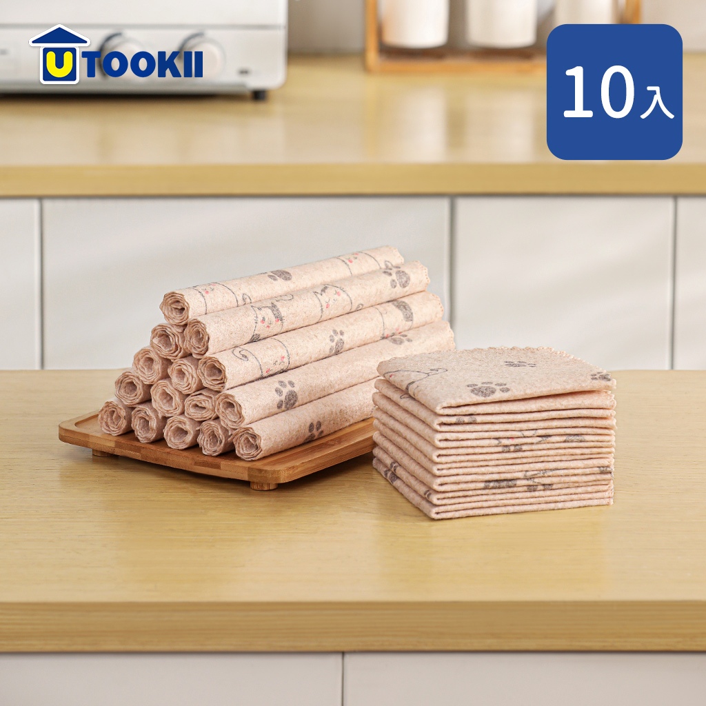 【UTOOKII】絲瓜纖維吸水去油萬用抹布-10入