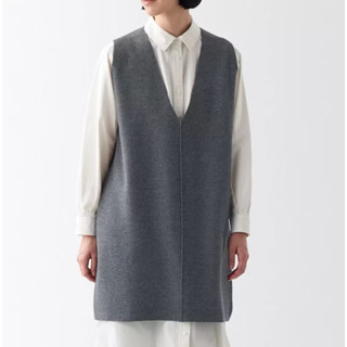 《全新》 muji 無印良品 女米蘭諾螺紋可水洗長版背心 XL
