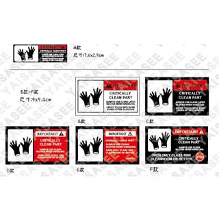 [工安貼紙]潔淨度警示貼紙 攜帶手套貼紙 Label Cleanroom critically clean