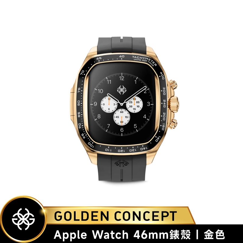 Golden Concept Apple Watch 46mm 金色陶瓷不鏽鋼錶殼 黑色錶帶 CRS46-G-BK