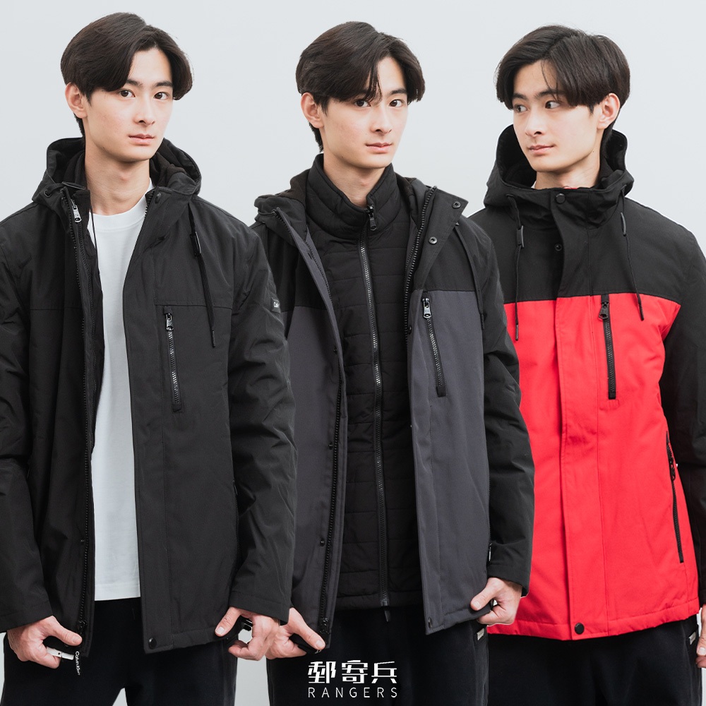 郵寄兵．現貨 Calvin Klein CK 男版 三合一 可拆 手臂立體方標 外套 連帽 保暖 防風 男生外套 美國