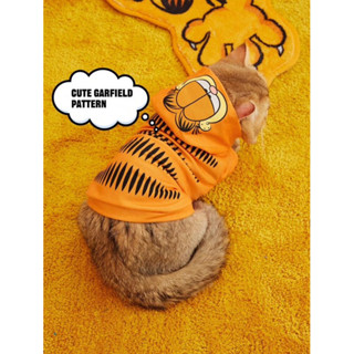 現貨GARFIELD 加菲貓橘色卡通貓咪印花寵物衣服寵物運動衫