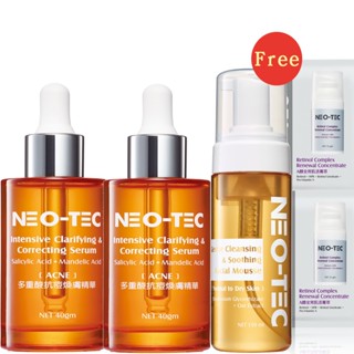 【NEO-TEC 妮傲絲翠】2%高濃度多重酸煥膚精華兩入組(加贈*胺基酸潔顏慕斯150ml+A醇菁萃4ml)