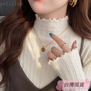 Twiggie❥保暖長袖女秋冬發熱衣內搭內搭上衣高領內搭打底衫木耳邊打底衫女秋冬新款半高領洋氣毛衣