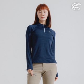 ADISI 女半門襟雲彩紗透氣快乾保暖上衣 AL2421034 深藍 (S-2XL)｜磨毛 輕量 排汗 速乾 彈性