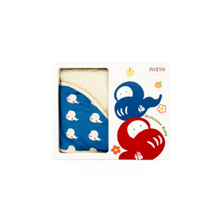 nizio 滿福寶系列-小蘑菇天然棉紗4in1-藍色 浴巾/浴袍/包巾/圍裙【新生禮/彌月禮/寶寶出生禮】