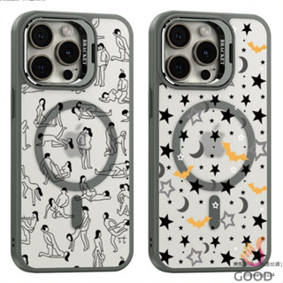 滿屏星星月亮 金屬隱形鏡頭支架 保護殼 iPhone 16 15 14 13 12 11 Pro Max 防摔殼 手機殼