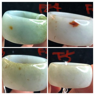 F組天然玉石緬甸玉正品A貨翡翠冰糯三彩黃翡黃加綠飄紅翡玉戒指/扳指/指環