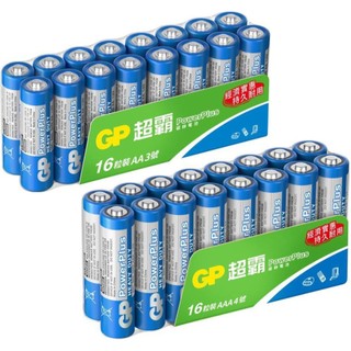GP超霸 PowerPlus碳鋅電池 1.5V 16入 (3號AA/4號AAA)