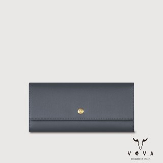 【寧寧精品】臺中35年老店 沃汎 VOVA IRIS 艾莉絲系列 黑色 藍色 壓釦式牛皮長夾 VA137W022NY