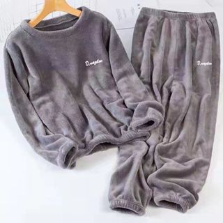 法蘭絨睡衣 珊瑚絨睡衣 冬季熱賣珊瑚絨男女秋冬季保暖加絨加厚寬鬆暖暖家居服睡衣法蘭絨