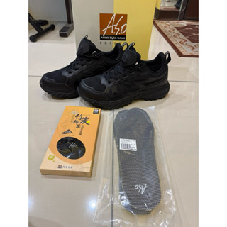 全新A.S.O阿瘦機能休閒 健康氣墊鞋 牛皮拼接透氣網-黑軟皮(男款) size:11/44號 原價7195