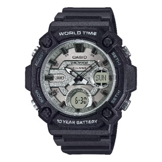 CASIO卡西歐 AEQ-120W-7AV 10年電力超大尺寸錶殼雙顯錶 銀面 52.2mm