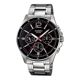 【CASIO 卡西歐】低調紳士三眼不銹鋼男錶 MTP-1374D-1A 43.5mm 現代鐘錶